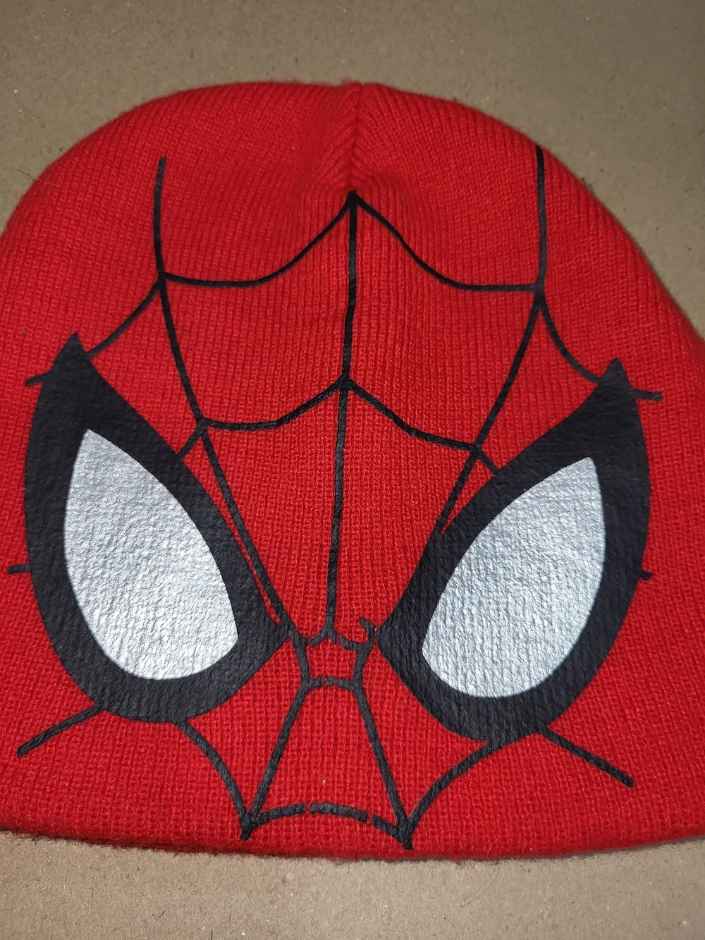 Kids Spider-Web Knit Beanie Hat - Red Superhero Costume